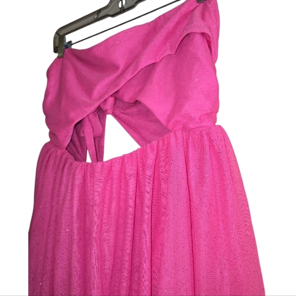 NWT For Love And Lemons Juni Maxi Dress in Pink XL Strapless Tiered Slit Skirt - Picture 6 of 16
